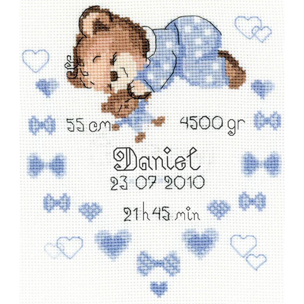 Boys Birth Announcement (14 Count) Counted Cross Stitch Kit